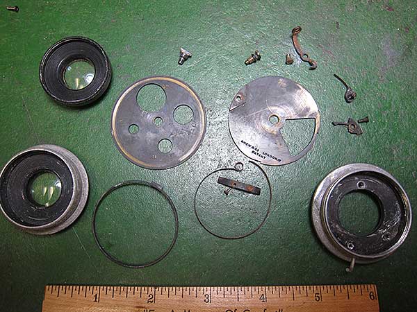 A Ross shutter disassembled for repairs.